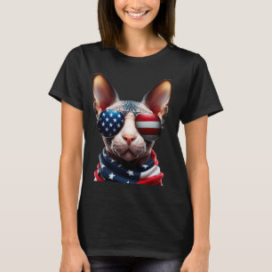 Camiseta Dono de Gato Sphynx 4 de Julho Dia da Independênci