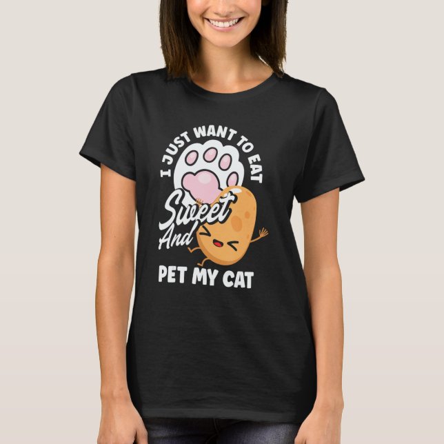 Camiseta Dono de Gato Vegetariano de Batata Doce (Frente)
