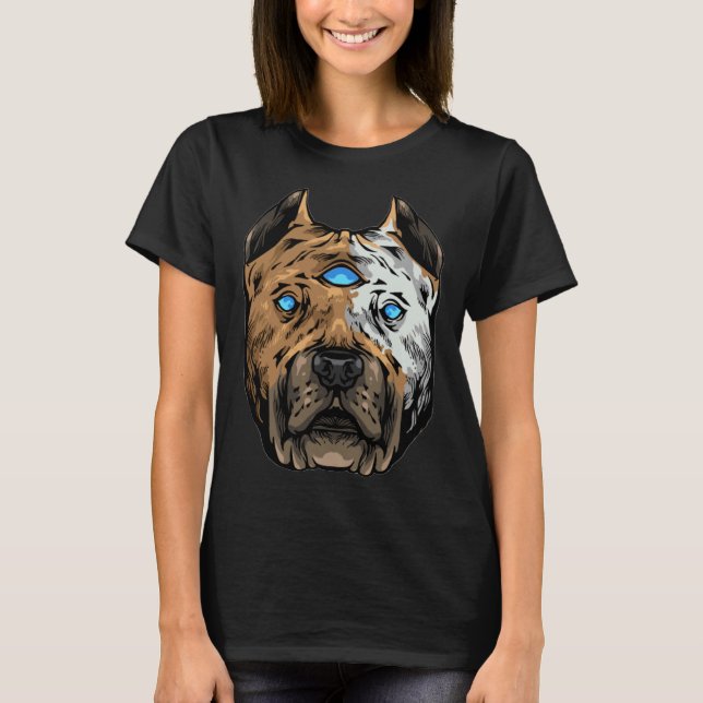 Camiseta Dono de Pit Bull do Terceiro Olho Chakra Engraçado (Frente)