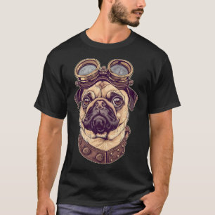 Camiseta Dono de Pug Steampunk Vintage Pug