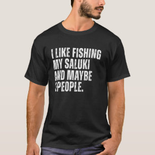 Camiseta Dono de Saluki Amante de Pesca Pai de Cachorro Eng