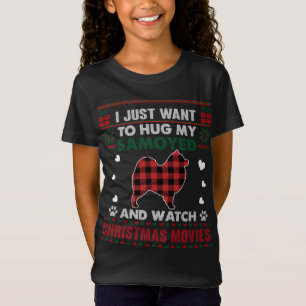 Camiseta Donos de Cachorros Samoyed Filmes de Natal Pajama 