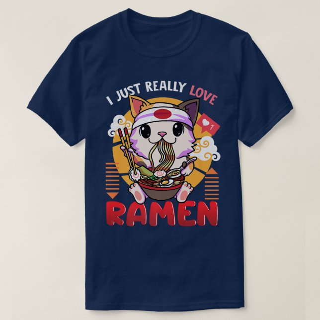 Camiseta Dons de anime de Ramen e de gatos (Frente do Design)