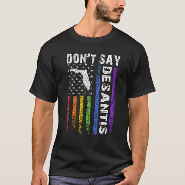 Camiseta Don't Say DeSantis Florida Say Gay LGBTQ Pride Ant (Frente)