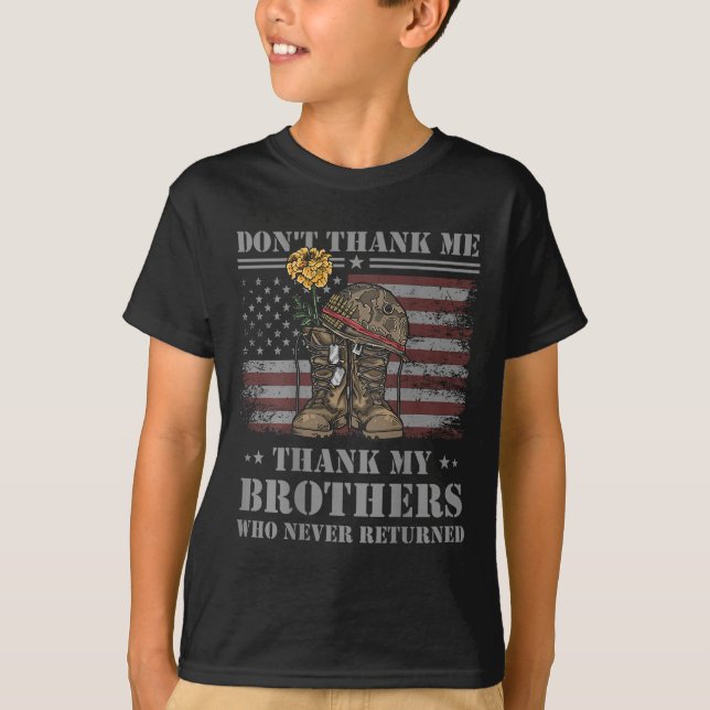 Camiseta Don't Thank Me Veteran Thank My Brothers Quote Bac (Frente)