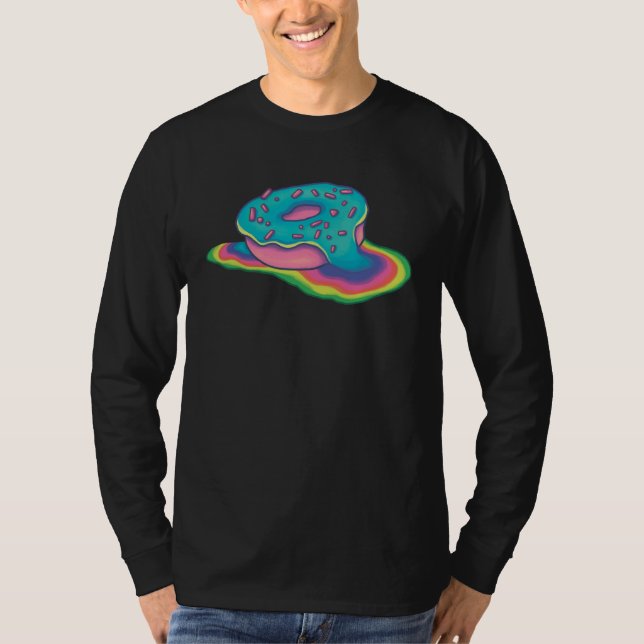 Camiseta Donut Arco-Íris Giz Pastel (Frente)