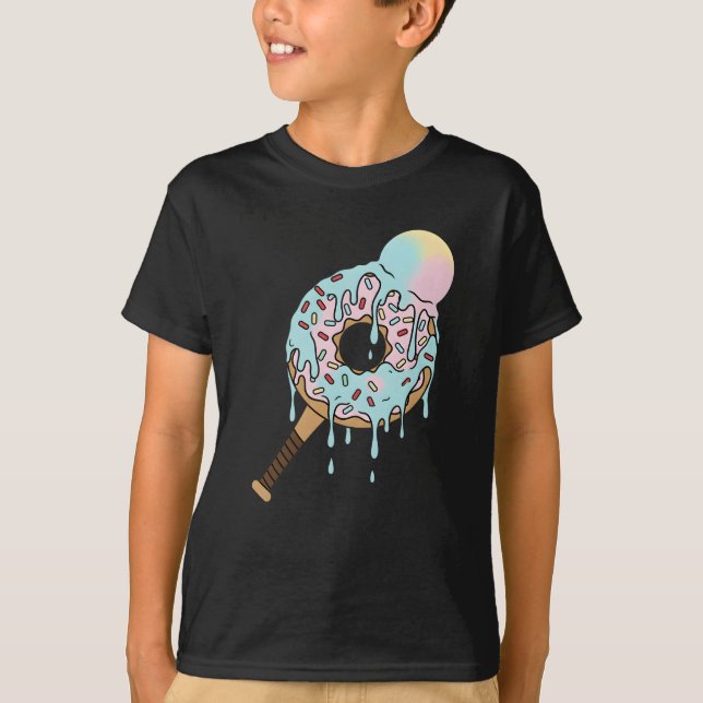 Camiseta Donut Baseball Bat Ice Cream Drip Kids Toddler Boy (Frente)