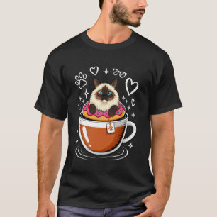 Camiseta Donut de Gato Himalaio de Café