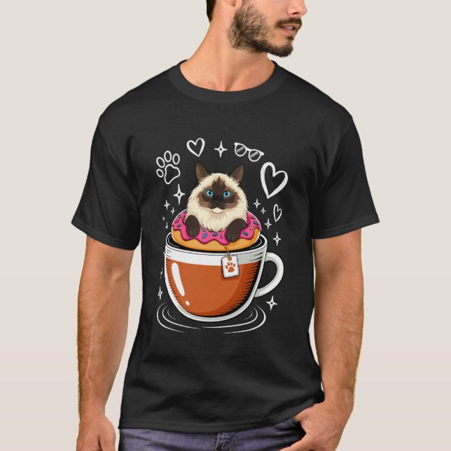 Camiseta Donut de Gato Himalaio de Café (Frente)
