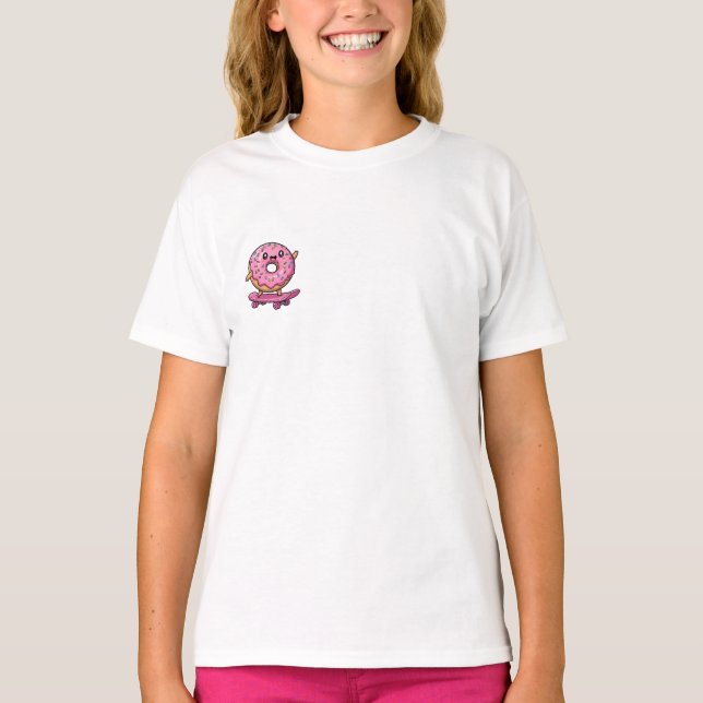 Camiseta Donut de Skate com Confeitos para Crianças (Frente)