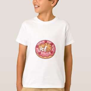 Camiseta Donut de Soneca do Gatinho Adormecido para Criança