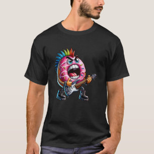 Camiseta Donut Punk Engraçado Rock and Roll Goth Donut Guit