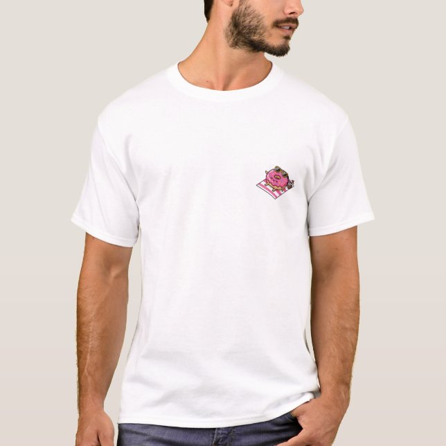 Camiseta Donut Rosa Fofo Tomando Sol com Óculos de Sol (Frente)