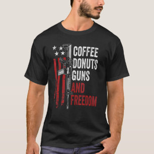 Camiseta Donuts de Café Armas Liberdade Arma Ar15 Bandeira