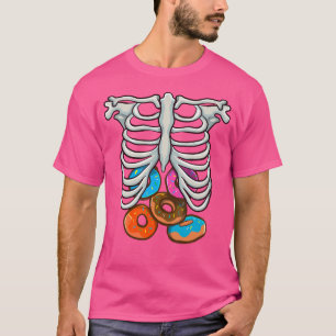 Camiseta Donuts de Esqueleto Caixa Torácica Cosplay Diverti