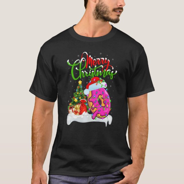 Camiseta Donuts Food  Xmas Decorations Santa Donuts Christm (Frente)