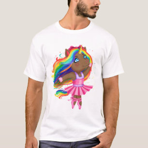 Camiseta Donzela Negra Africana da Unicórnio Ballerina Danç