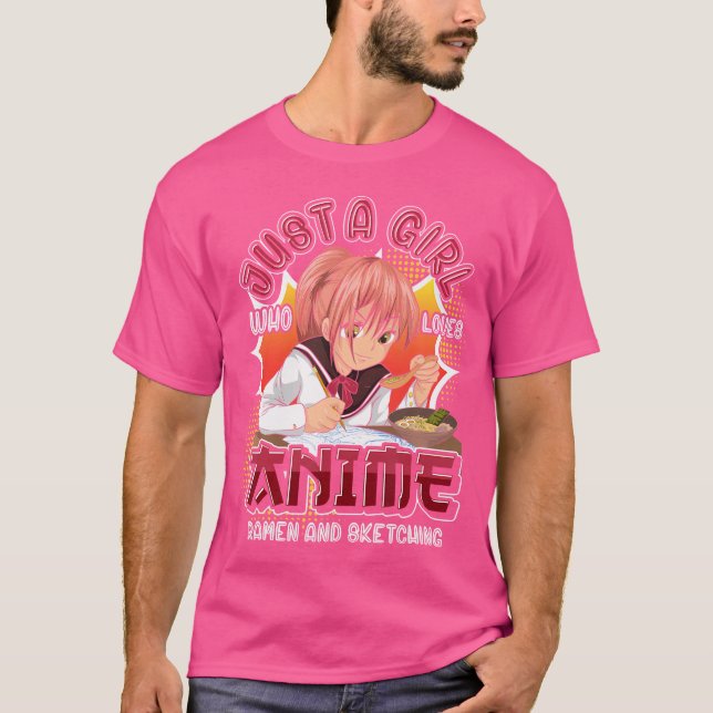 Camiseta Dooding Otaku Girls Ramen Noodles Sketching Women (Frente)