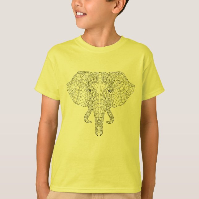 Camiseta Doodle 2 da cabeça do elefante (Frente)
