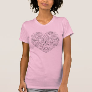 Camiseta Doodle abstrato do coração
