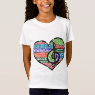 Camiseta Doodle customizável do Clef de triplo do coraçã