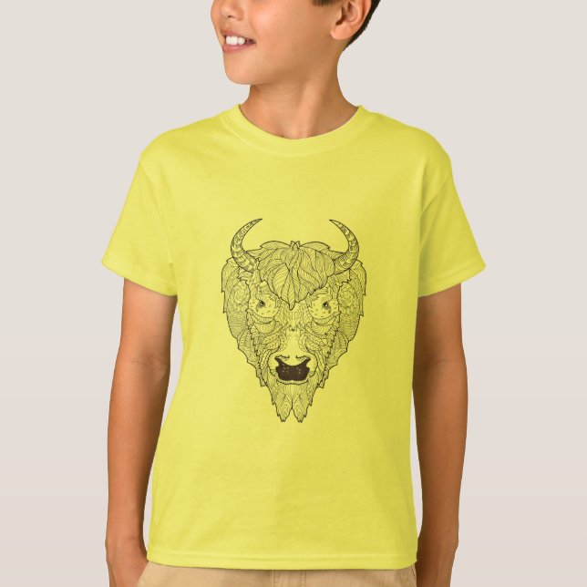 Camiseta Doodle da cabeça do bisonte (Frente)
