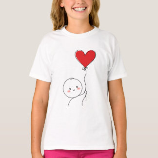 Camiseta Doodle de Amor Fofo Minimalista