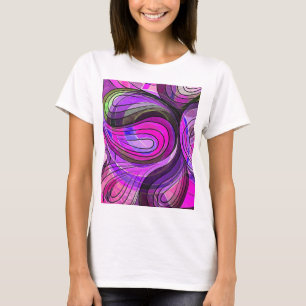 Camiseta Doodle de Carvão e Água de Rosa com Linhas Pretas
