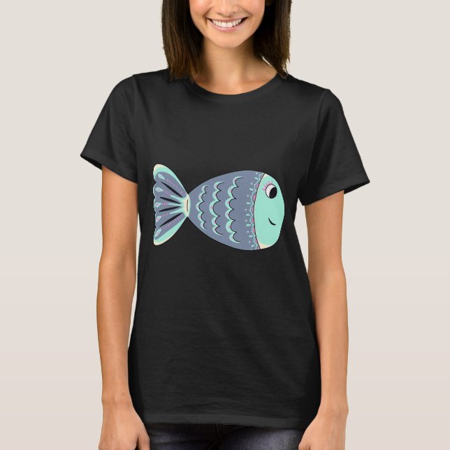 Camiseta Doodle de Peixe Cinza Clip Art (Frente)