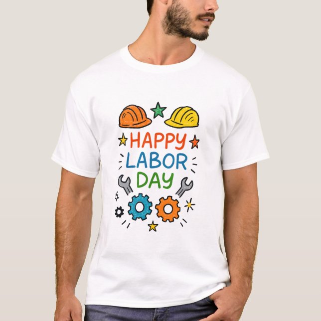 Camiseta Doodle Diversão Dia do Trabalho (Frente)