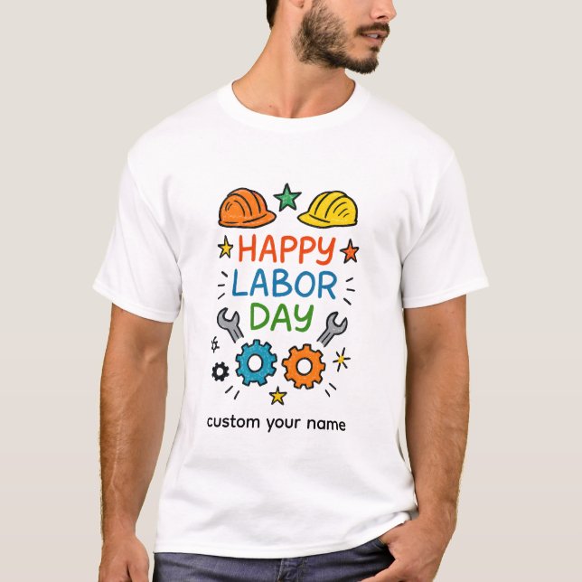 Camiseta Doodle Diversão Dia do Trabalho (Frente)