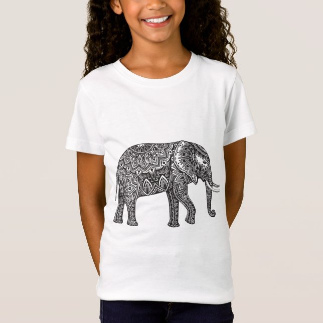 Camiseta Doodle do elefante da fantasia (Frente)