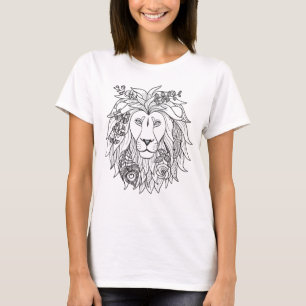 Camiseta Doodle do leão e das flores