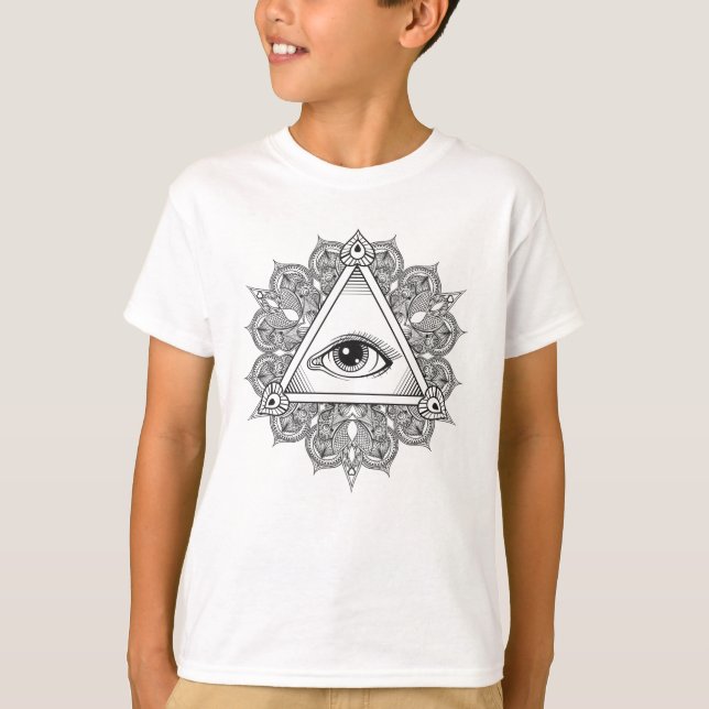 Camiseta Doodle do símbolo da pirâmide do olho (Frente)