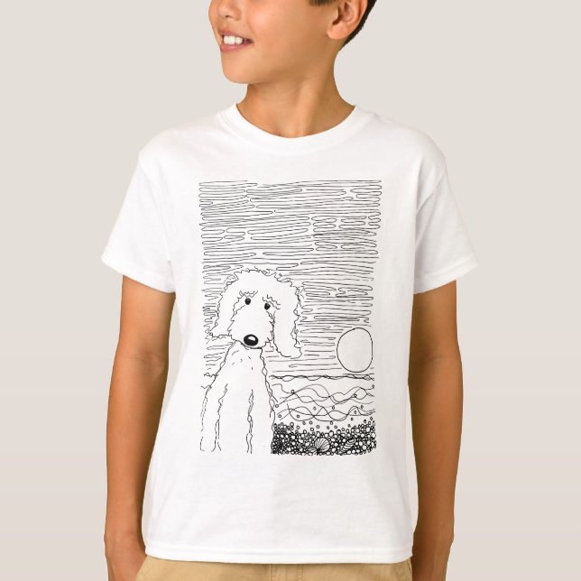 Camiseta Doodle dourado na praia (Frente)
