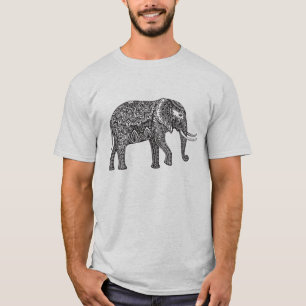Camiseta Doodle estilizado do elefante da fantasia