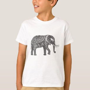 Camiseta Doodle estilizado do elefante da fantasia