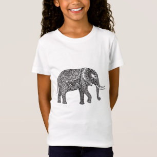Camiseta Doodle estilizado do elefante da fantasia