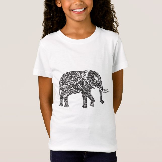 Camiseta Doodle estilizado do elefante da fantasia (Frente)