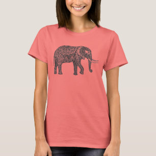 Camiseta Doodle estilizado do elefante da fantasia