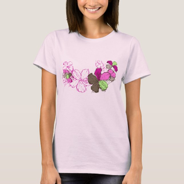 Camiseta Doodle Hibiscus Ladies Tee (Frente)