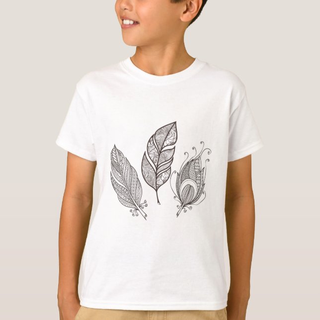 Camiseta Doodle intrincado da pena (Frente)