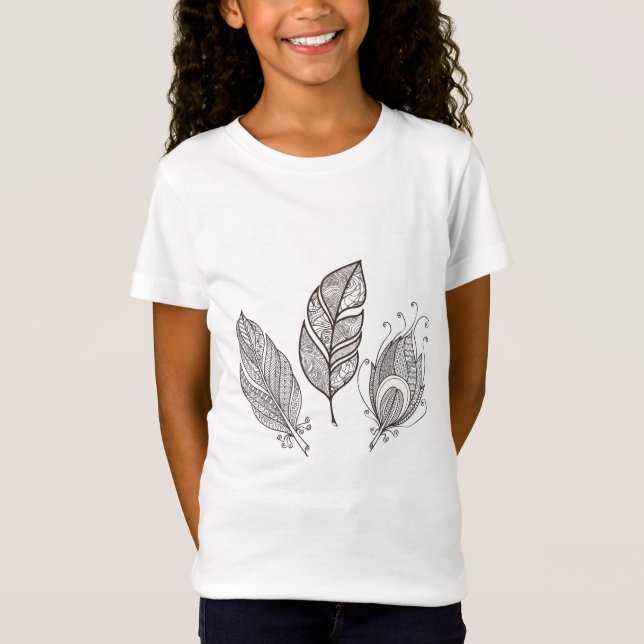 Camiseta Doodle intrincado da pena (Frente)