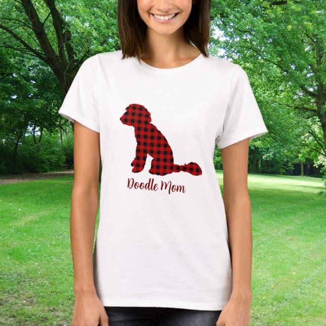 Camiseta Doodle Mãe Labradoodle em Xadrez de Búfalo (Criador carregado)