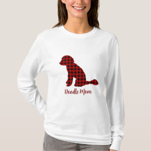 Camiseta Doodle Mãe Labradoodle em Xadrez de Búfalo Plaid