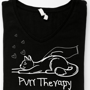 Camiseta Doodle Minimalista Amante de Gato Terapia
