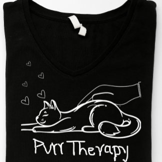 Camiseta Doodle Minimalista Amante de Gato Terapia
