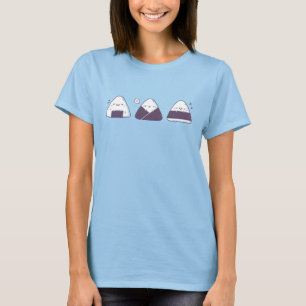 Camiseta Doodle Onigiri Trio Japonês Bonito e Engraçado