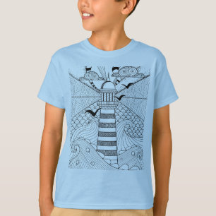 Camiseta Doodle tirado mão do farol