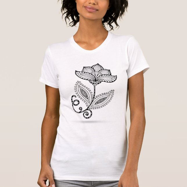 Camiseta Doodles de Paisley Mehndi do Henna (Frente)